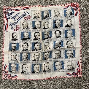 'Know Your Presidents' Scarf - Red, Blue, White1954 Ranshaw Handkerchief